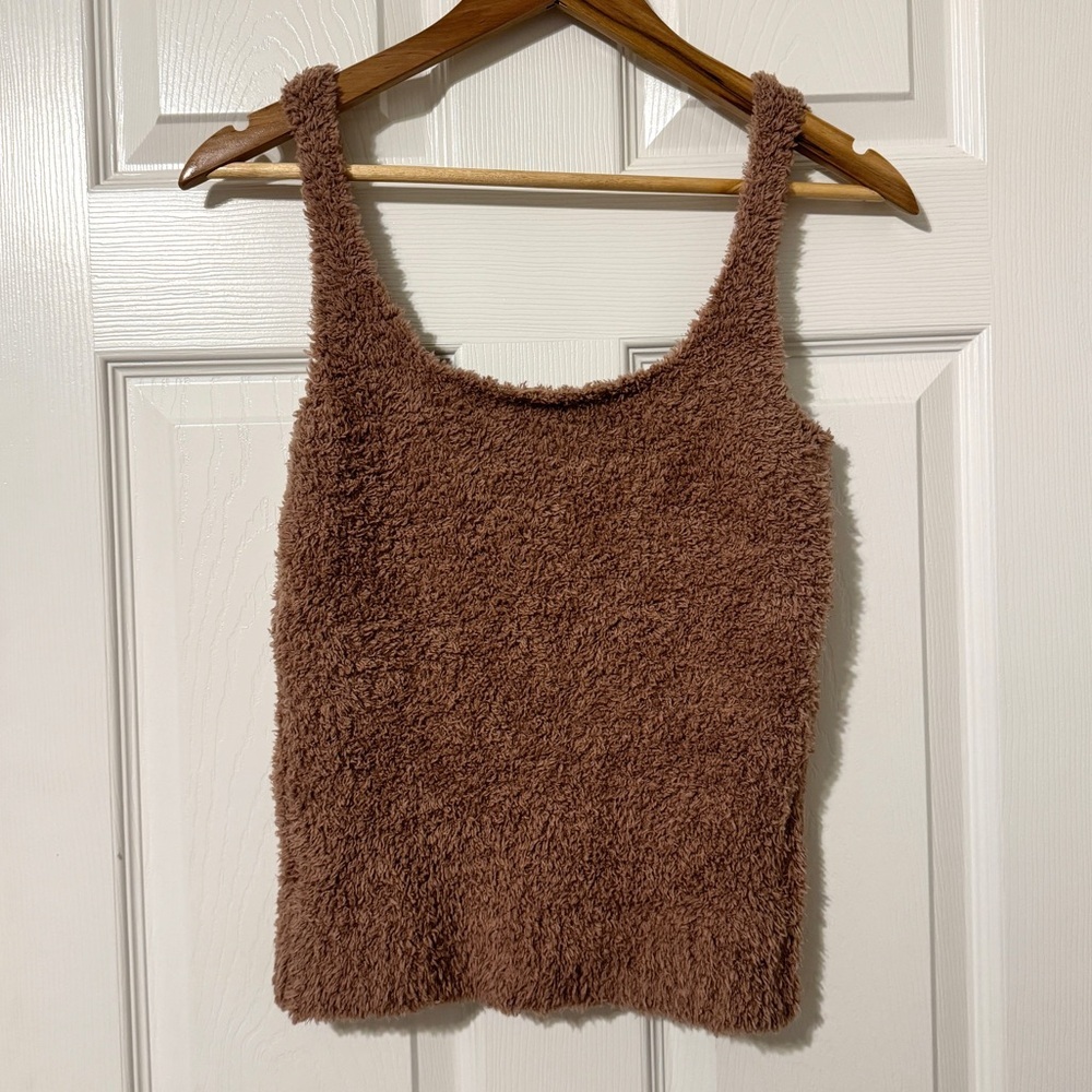 SKIMS Cozy Knit Tank Size Large XL Brown NWOT Neutral Boucle Soft Comfy - Picture 2 of 5